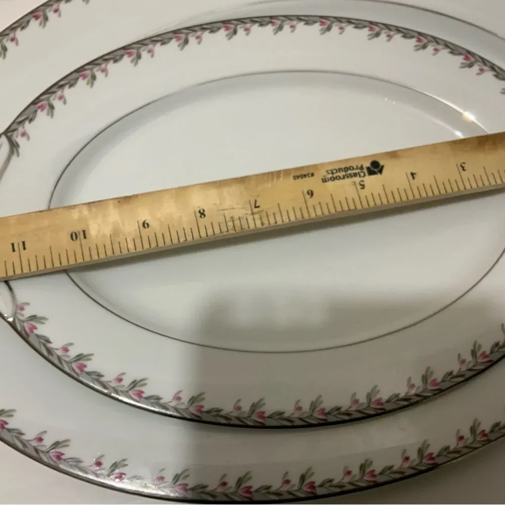 2 Noritake 5507 Petite Pattern 16.5” & 12”  Serving Platter  salad plate 8.25”